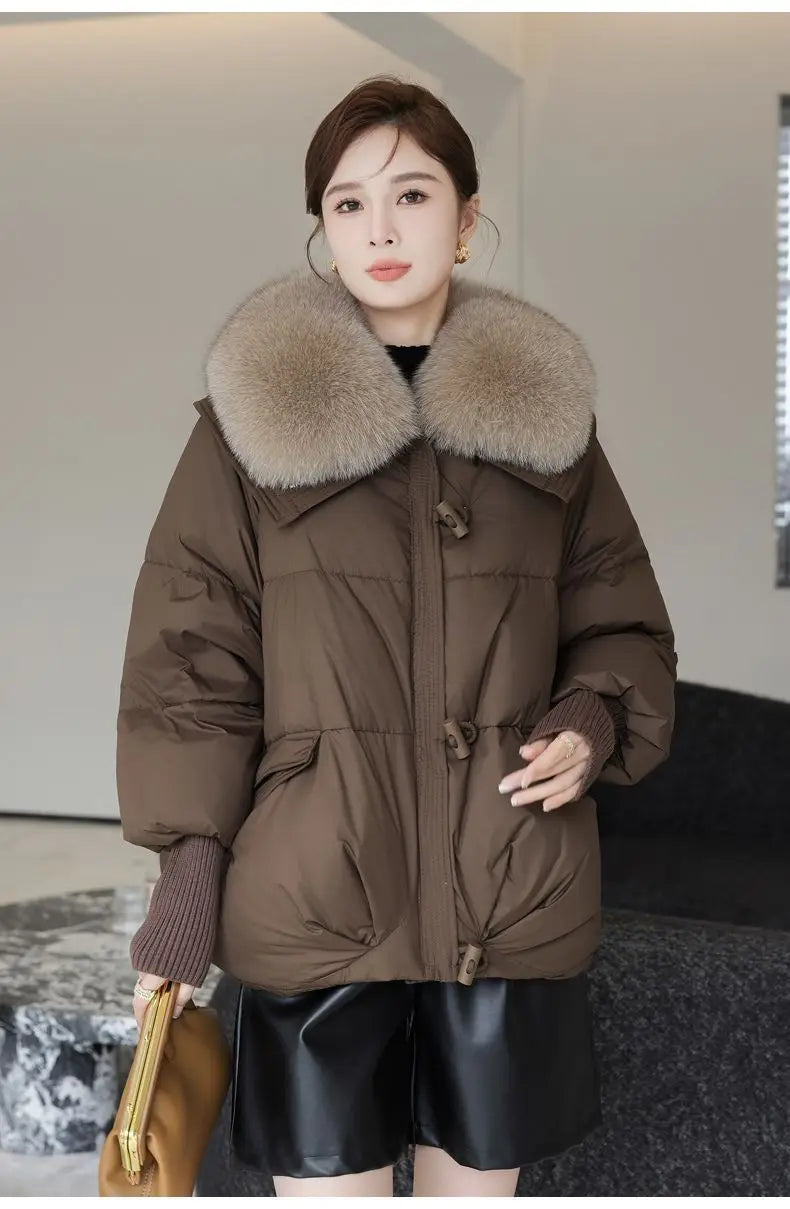 Doudoune Parka Femme Col Fourrure – Manteau Matelassé Chaud & Épais | Hiver 2025