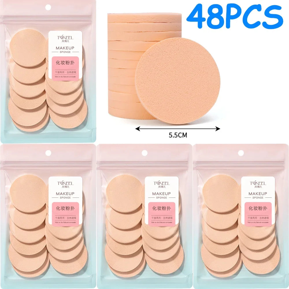 Lot 24 Éponges Rondes Maquillage – Poudre, Fond de Teint & Correcteur | Puff Sec & Humide Portable