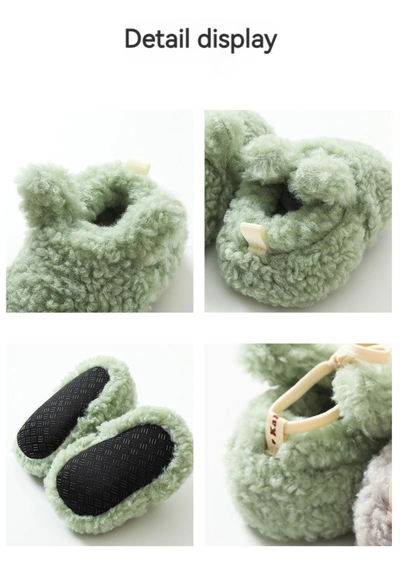 Chaussons Bébé Hiver Unisexe – Bottines Douces Cachemire Agneau Antidérapantes Chauds Nouveau-Né Toddler