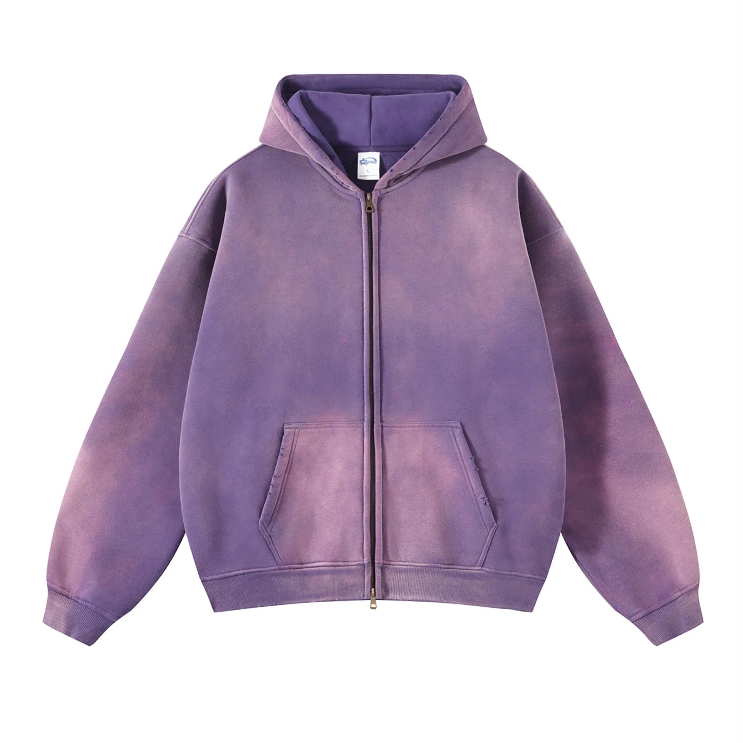 Hoodie Homme Oversize Zip Tie Dye Dégradé – Sweat Cardigan Peluche Loose Grande Taille Hiver | Mode Homme Premium