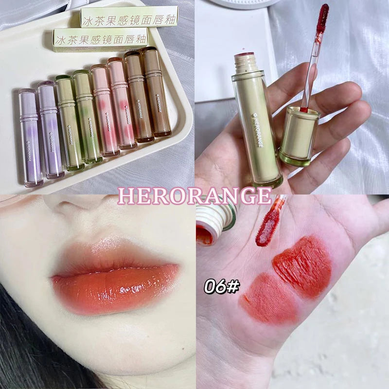 Gloss Miroir Iced Tea – Lip Glaze Jelly Transparent Waterproof | Rouge à Lèvres Liquide Effet Glacé