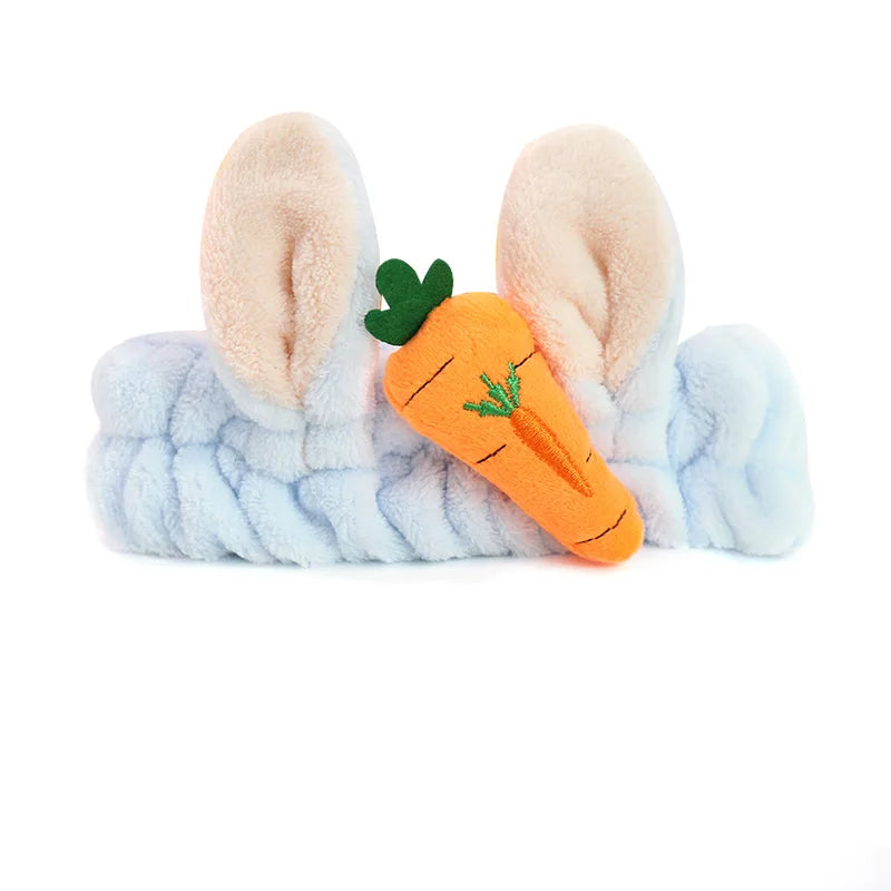Bandeau Maquillage Oreilles de Lapin Coral Fleece – Élastique Doux | Soin Visage & Coiffure Fille
