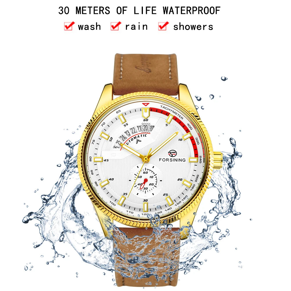 Montre Homme FORSINING Mécanique Automatique Chronographe Calendrier Cuir & Acier – Luxe Haute Qualité