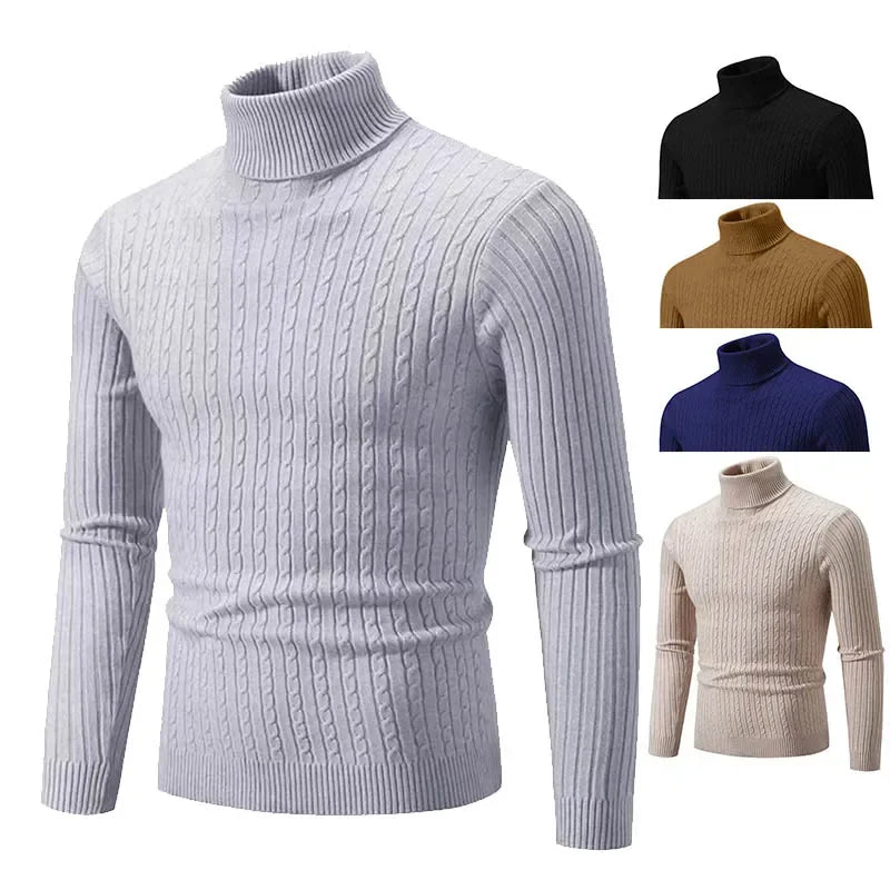 Herren Rollkragenpullover Hochwertig Gestrickt Einfarbig Warm Lässig Wolle Pullover Outdoor Winter Bequem Trendig – Premium Stehkragen Pullover Alle Jahreszeiten | Herrenmode Winter Premium