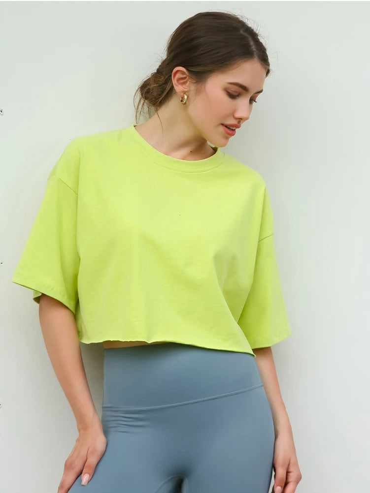 Top Sport Femme Y2K Manches Courtes – Yoga, Danse & Fitness | Coupe Ample Tendance | T-Shirt Sportif Polyvalent Été