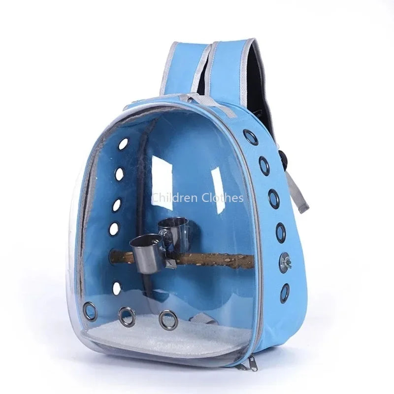 Sac Transport Perroquet & Oiseaux Backpack Acrylique – Perchoir, Mangeoire, Cage Portable | Perruche, Cocatièl & Lapin