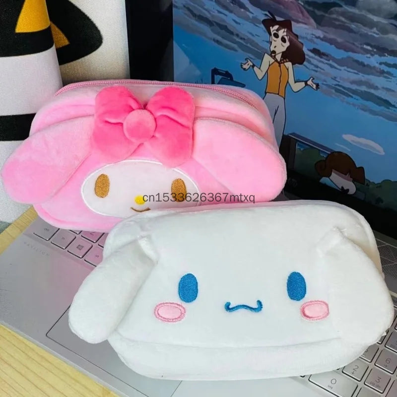 Trousse Peluche Kawaii Sanrio – Kuromi My Melody Cinnamoroll Pochette Maquillage Crayon Cadeau Fille