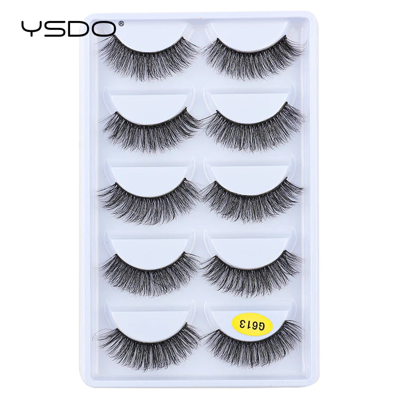 Faux Cils Mink 3D YSDO – Lot 3/5/10 Paires | Maquillage Dramatique Naturel