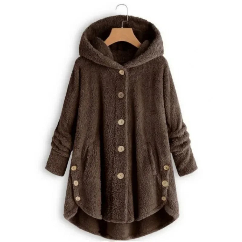 Manteau Teddy Bear Femme À Capuche – Veste Laine Peluche Chaude Uni | Automne Hiver Tendance