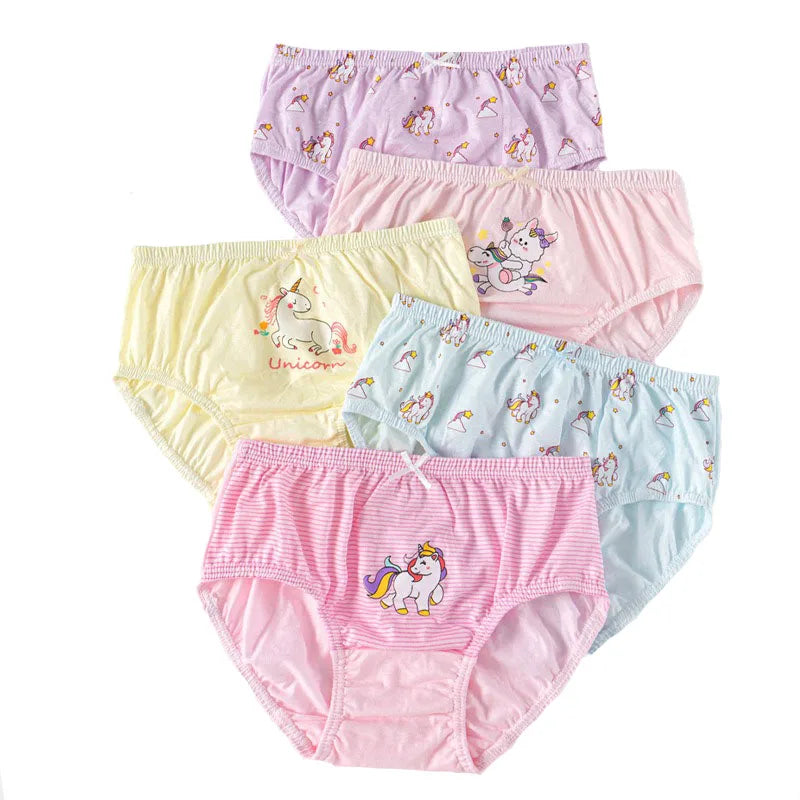 Lot 5/10 Culottes Fille Coton Licorne Arc-en-Ciel – Sous-Vêtements Cartoon Doux Respirants Préscolaire