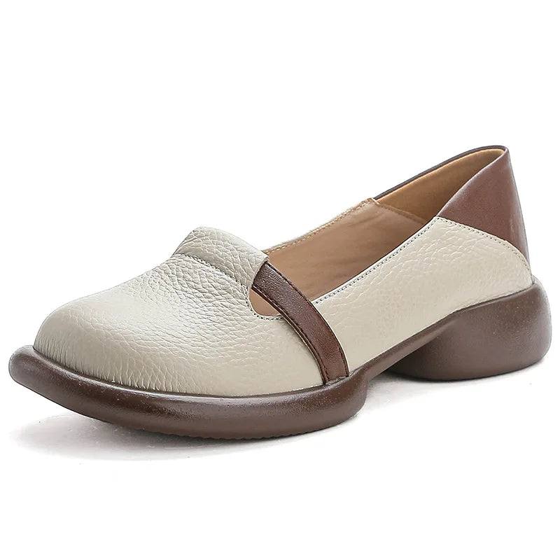 Mocassins Cuir Véritable Vintage Slip-on Femme – Bout Rond Luxe Conduite Loafers Automne