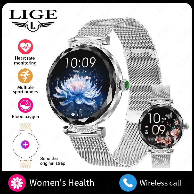 Montre Connectée Femme LIGE NX7 Pro – Écran AMOLED | Appels Bluetooth, Suivi Santé & Sport | Smartwatch Fashion Luxe