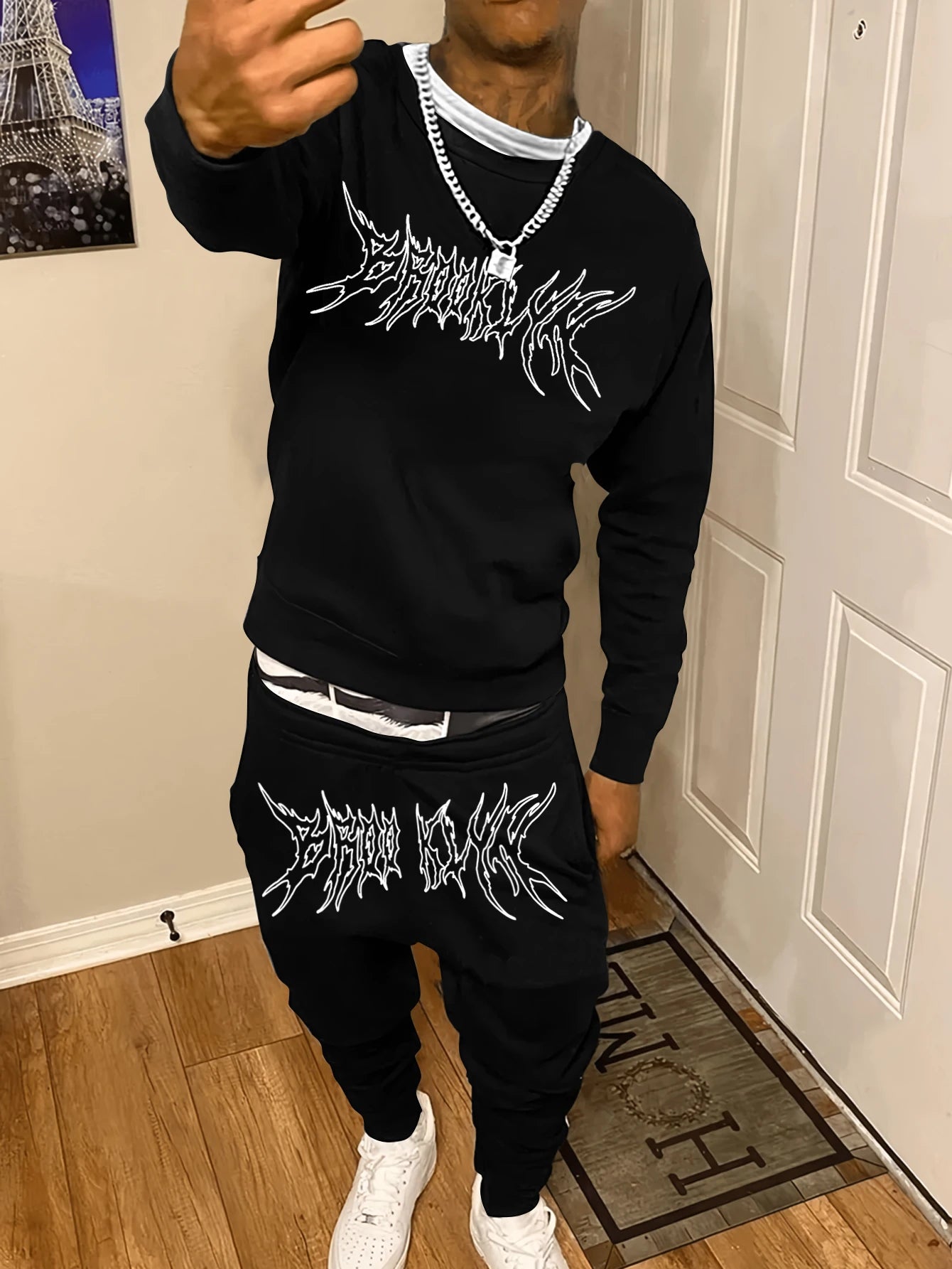Ensemble Sweatshirt + Sweatpants Imprimé Homme Automne – 2 Pièces Loose Casual Daily