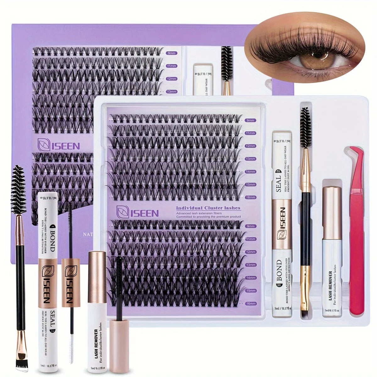 Kit Extensions Cils DIY Clusters Wispy – Colle, Scellant & Pince | Pose Maison