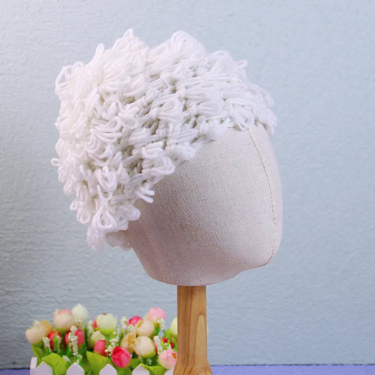 Bonnet Perruque Bouclée Enfant Funny – Chapeau Tricoté Hiver Garçon Fille Accessoire Rigolo