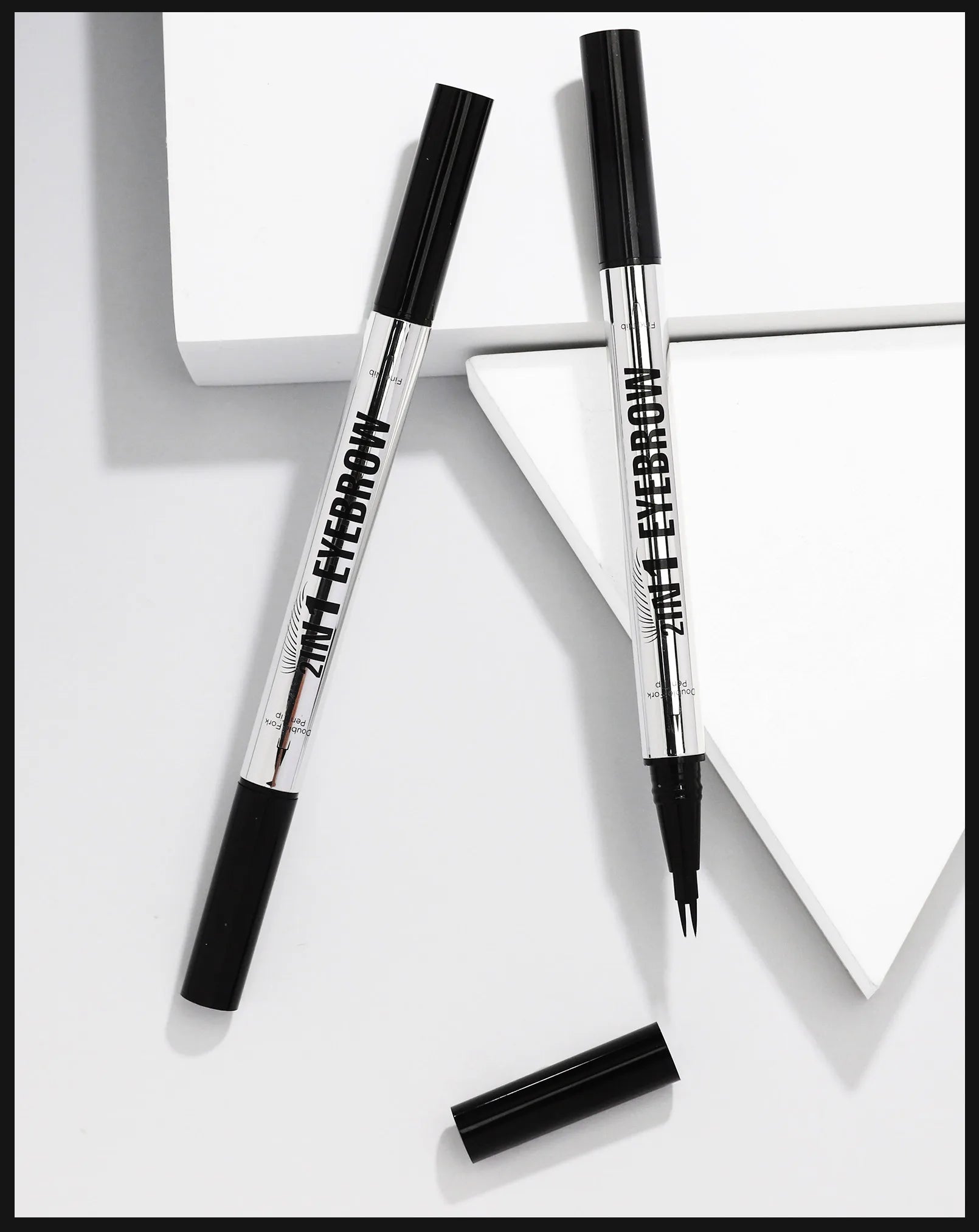 Crayon Sourcils Double Embout Waterproof – Liquide Courbé 2-en-1 Fourchette & Pinceau Précis | Maquillage Sourcils Longue Tenue