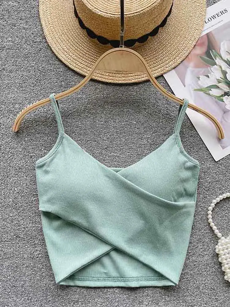 Damen-Trägertop mit unregelmäßigen Trägern, einfarbig, schlank, schick, Y2K – elegantes, lässiges und trendiges Sport-Top