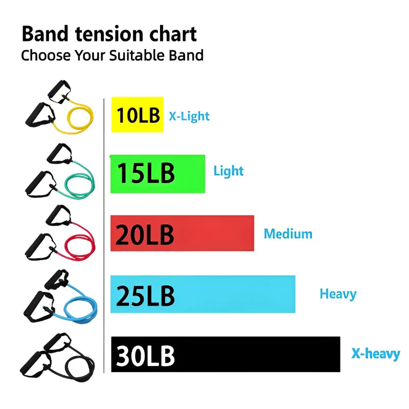 Kit Bandes de Résistance 5 Niveaux avec Poignées - Sport à Domicile