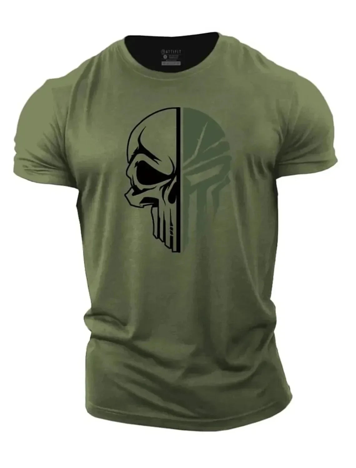T-Shirt Homme Imprimé 3D Crâne Militaire Oversized Gym Manches Courtes Sportswear Sport Streetwear – Tee Graphique Dark Tendance | Mode Homme Sport Urban
