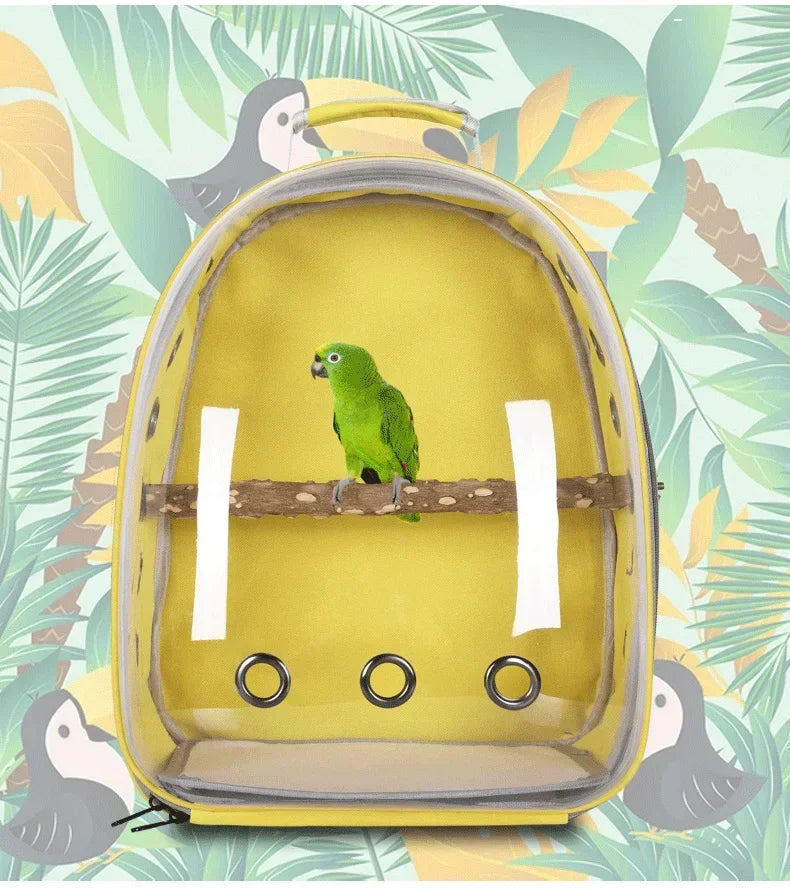 Sac Transport Perroquet & Oiseaux Backpack Acrylique – Perchoir, Mangeoire, Cage Portable | Perruche, Cocatièl & Lapin