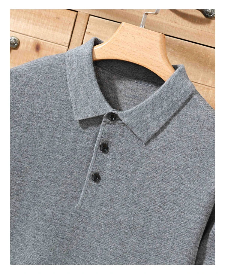 Herren-Polo-Pullover aus 100 % Merinowolle – Lapierre-Kragen Kurzarm Locker gestrickt Sommer Übergröße | Premium Herrenmode