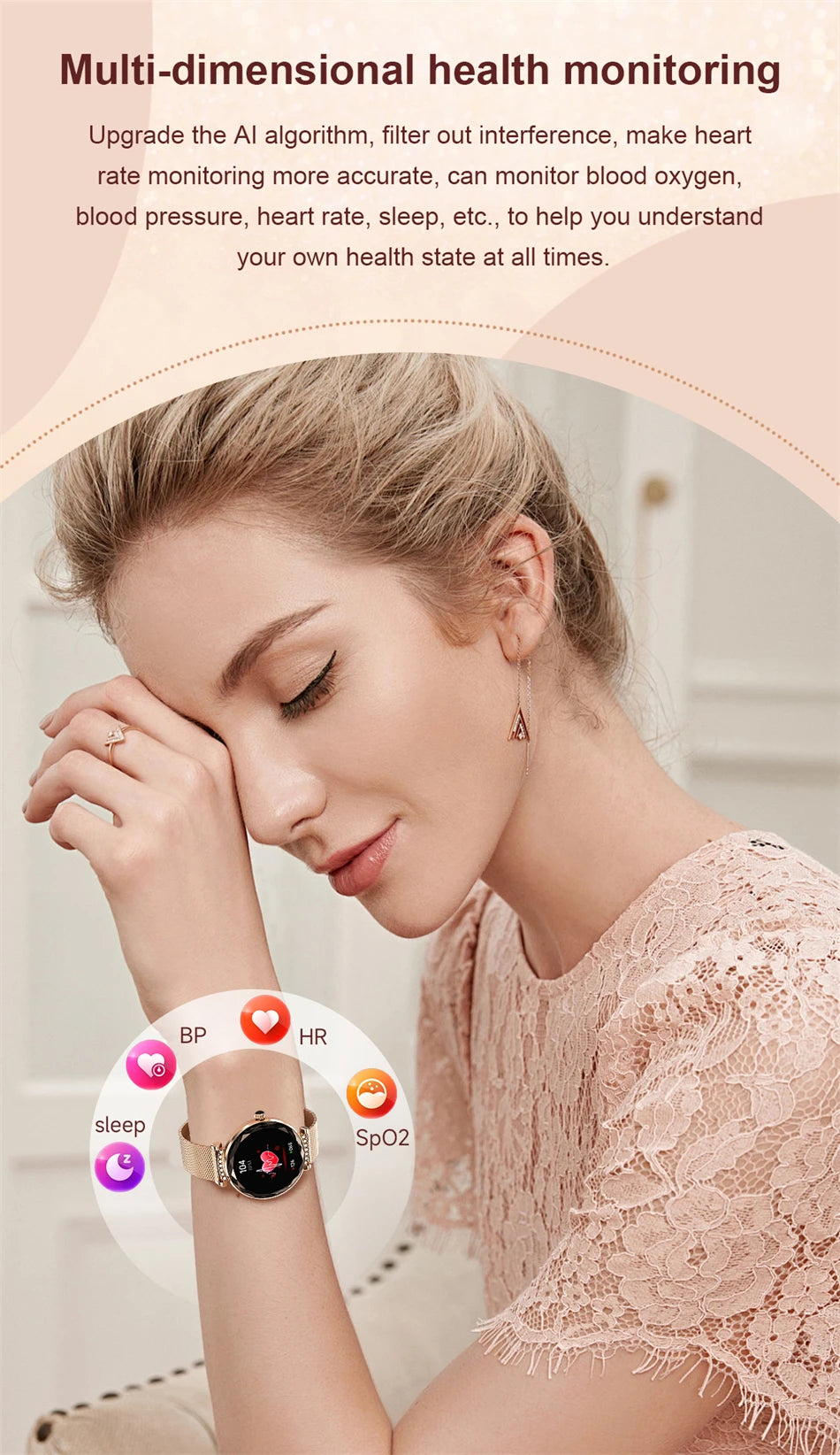 Montre Connectée Femme LIGE NX7 Pro – Écran AMOLED | Appels Bluetooth, Suivi Santé & Sport | Smartwatch Fashion Luxe