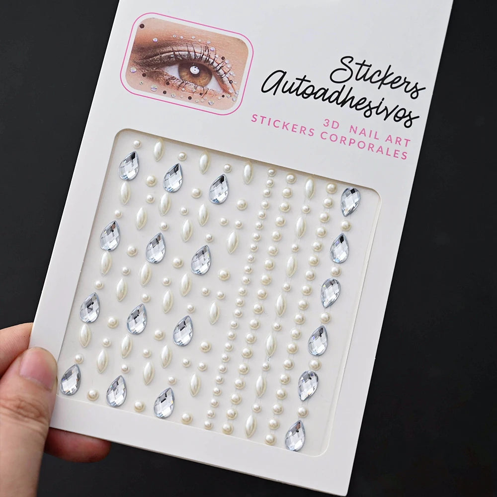 900 Strass Perle Visage 3/4/5mm – Stickers Autoadhésifs Waterproof | Bijoux Maquillage Mariage & Fête
