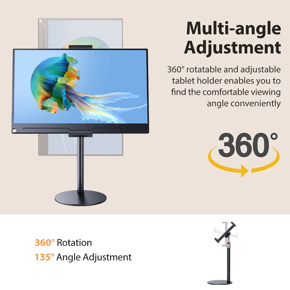 UPERFECT Support VESA Moniteur Portable 360° – Réglable pour Écran 15.6'' & 17.3'' | Compatible Tablette 4.7''-17.3''