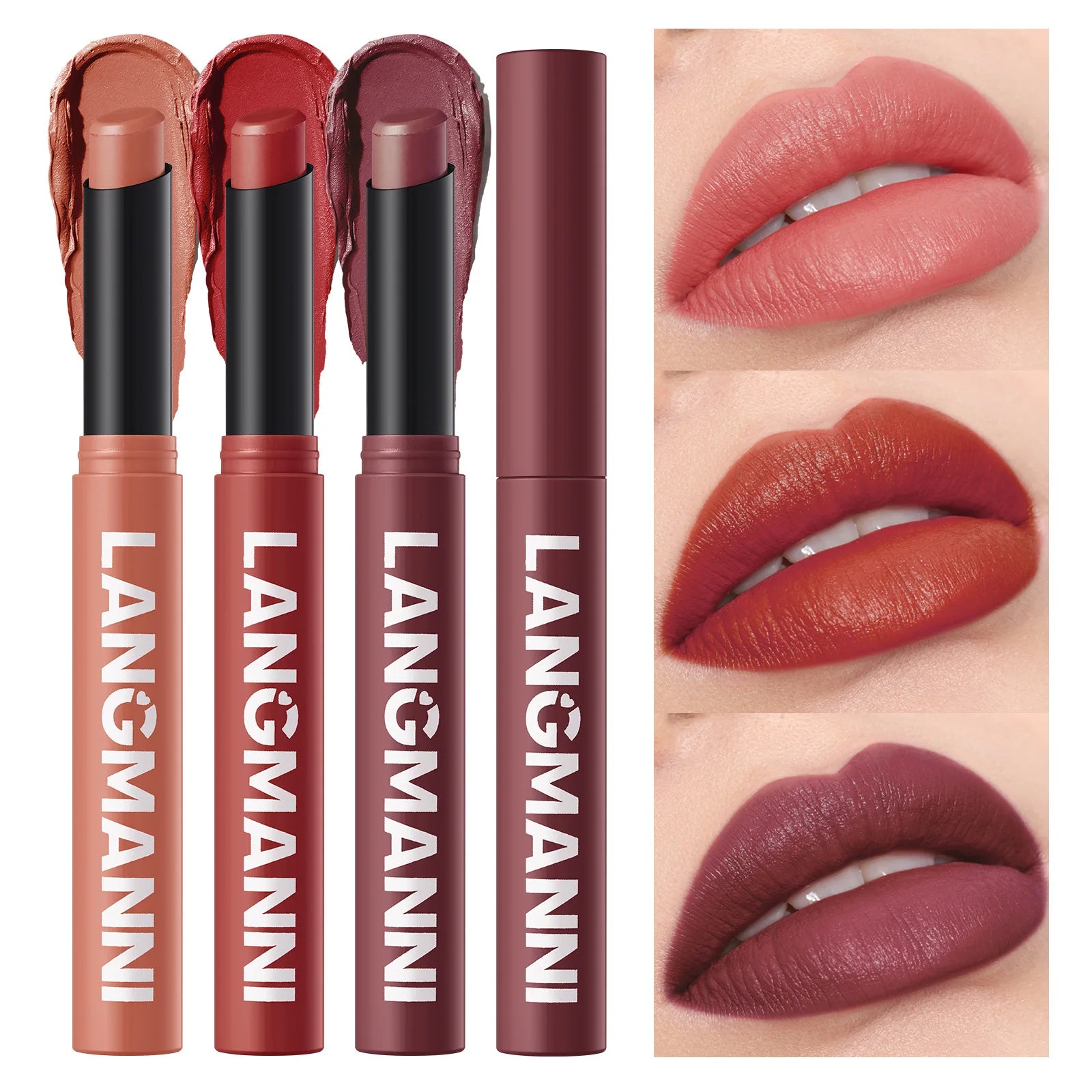 Crayon Lèvres Mat Waterproof 12 Couleurs – Longue Tenue Sans Transfert | Teinture Nude & Lip Stain