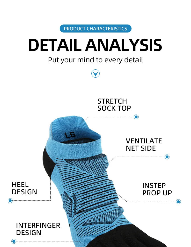 Coolmax Sport Zehensocken Herren – Atmungsaktives, feuchtigkeitsableitendes Mesh | Laufen, Wandern & Radfahren | Paar