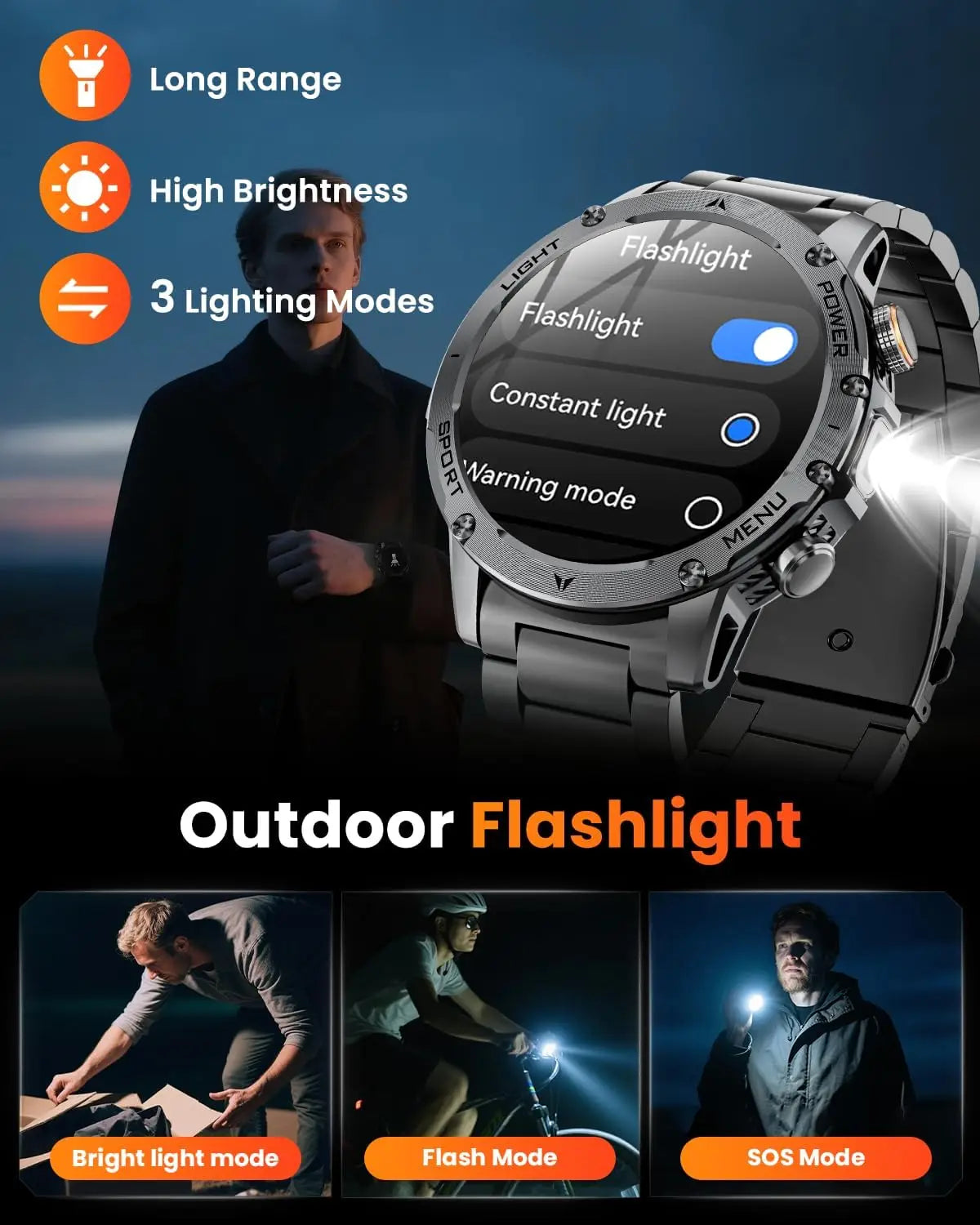 Smartwatch Militaire Homme GPS NFC 3ATM – Montre Connectée Bluetooth 1.7" HD 1000mAh Étanche