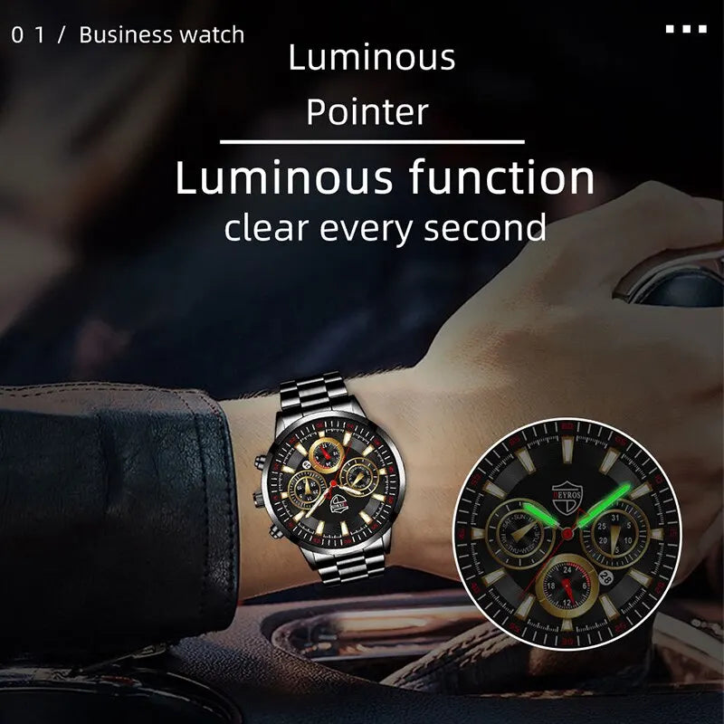 Montre Homme Business Quartz DEYROS – Acier Inoxydable Lumineux Date Calendrier Fashion Casual