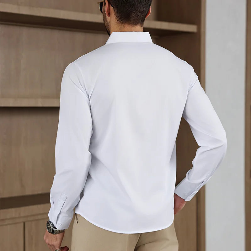 Herren Business Casual Hemd Langarm Einfarbig Bügelleicht – Bequem Ganzjährig Vielseitig | Elegante Herrenmode