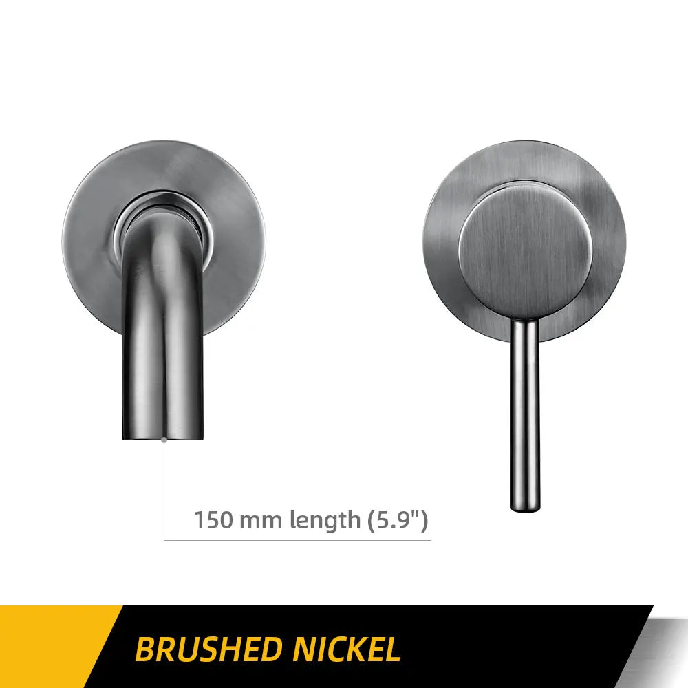 Robinet Lavabo Mural Noir Mat Mono-Commande – Bec 150/210/260mm au Choix | Mitigeur Encastré Salle de Bain