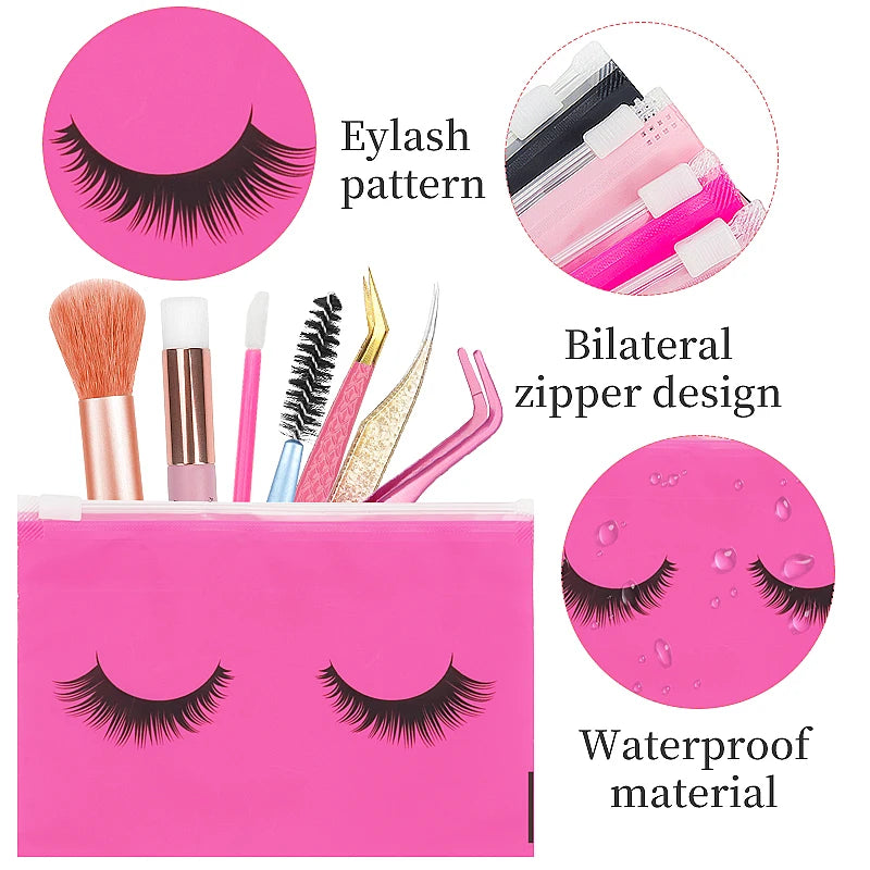 Pochettes Aftercare Extension Cils – Lot 10 Pcs avec Fermeture Éclair | Emballage Professionnel
