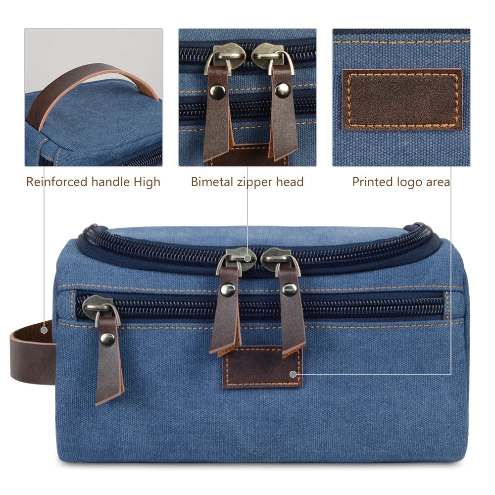 Dopp Kit Homme Voyage Canvas avec Crochet – Trousse Toilette Personnalisable | Salle de Bain