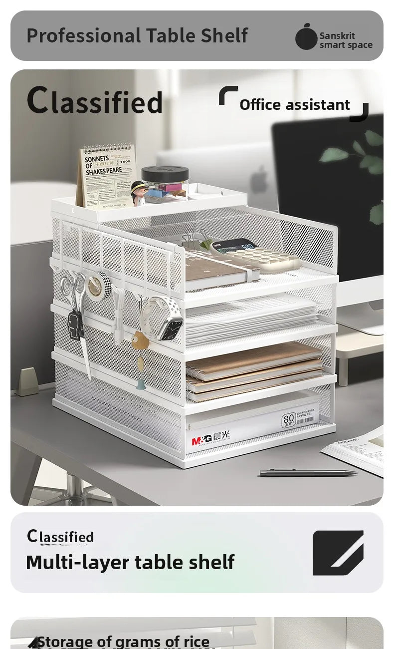 Trieur Courrier Métal 4 Niveaux Empilable – Organisateur Bureau Maison Documents Grille