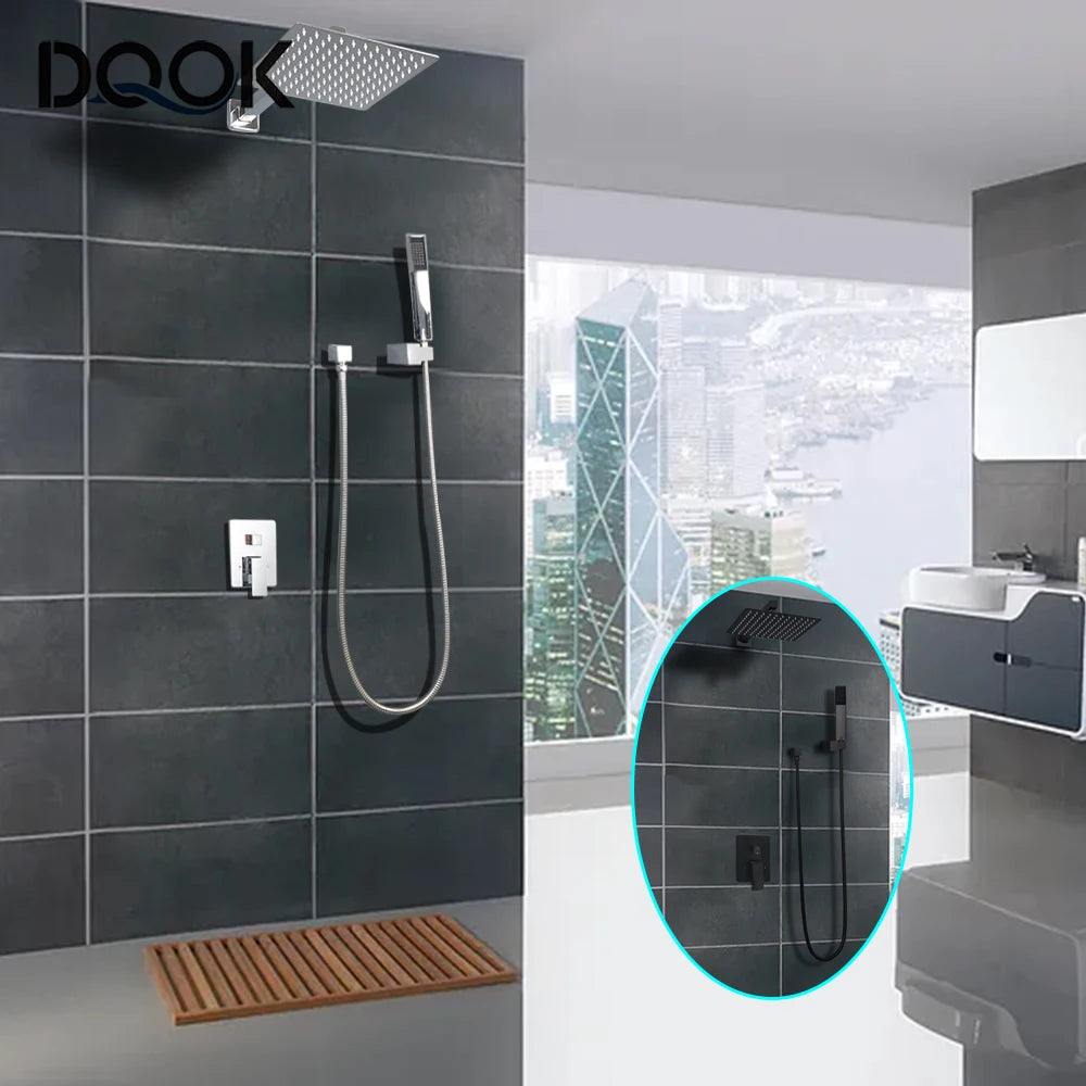 DQOK Ensemble Douche Thermostatique Chrome – Cascade & Pluie, Mitigeur Baignoire | Système Douche Complet