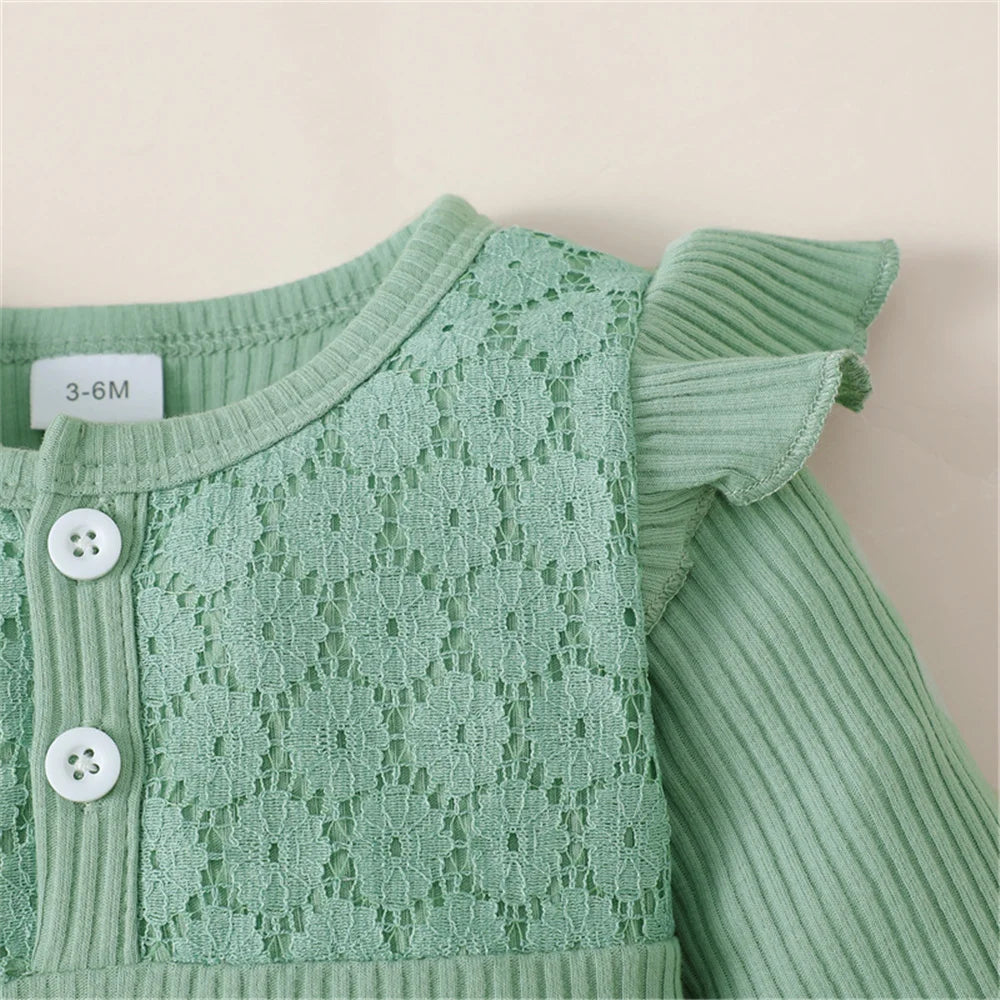 Tenue 3 Pièces Bébé Fille Fleurie – Body Manches Longues + Pantalon Fleurs + Bandeau 0-18 Mois
