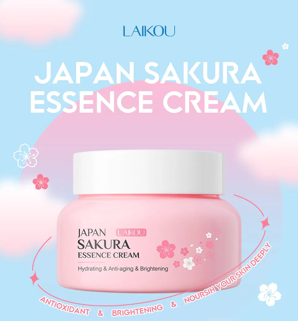 Crème Visage Sakura Laikou 60g – Fleur de Cerisier Hydratante Anti-Rides Anti-Âge Éclat