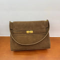 Sac Carré Femme Cuir Suède Luxe – Boucle Dorée Rétro Bandoulière Hiver Premium