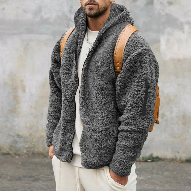 Veste Homme Automne Hiver Polaire Double Face Chaude Capuche Loose Casual Coupe-Vent – Manteau Chaud Tendance Saison Froide | Mode Homme Premium