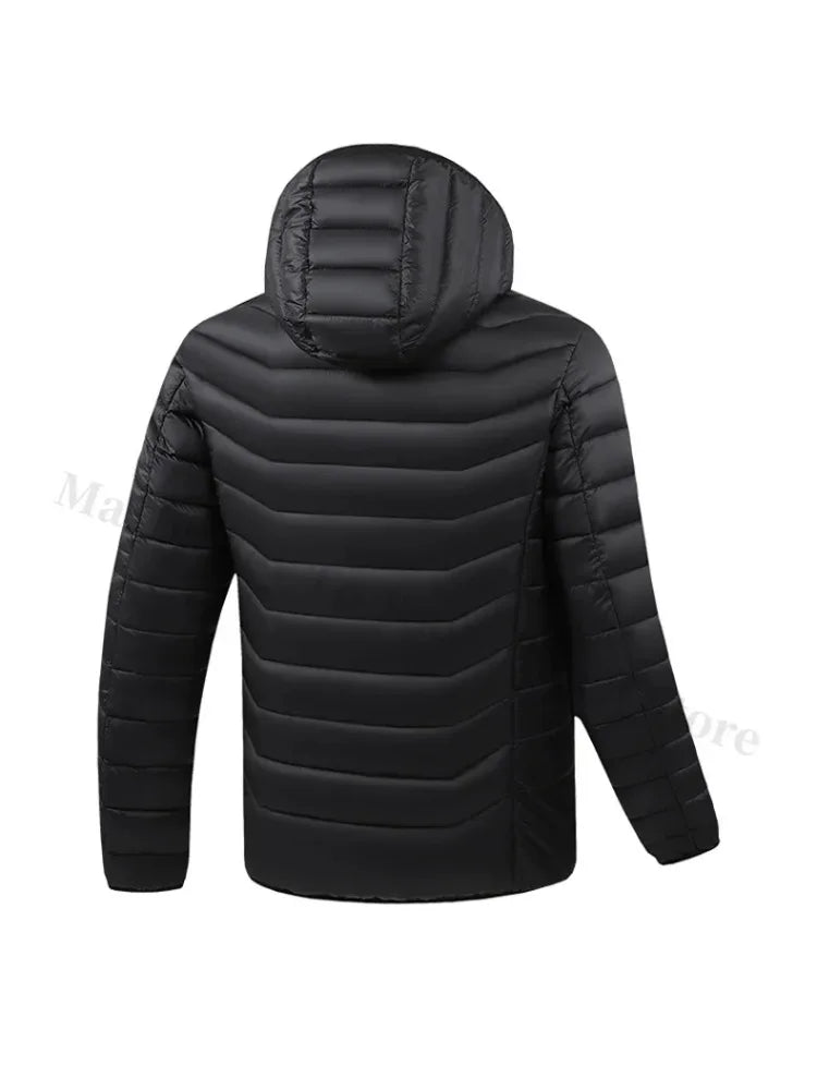 Beheizbare Herrenjacke Winter USB Elektrisch 21 Heizzonen – Selbstbeheizter Mantel Skifahren Schnee Outdoor Steppweste | Herren Premium Tech Mode