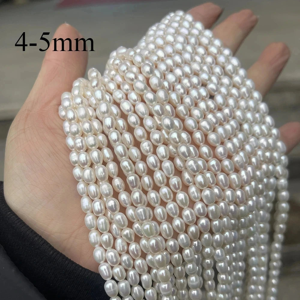 Perles Nacrées Naturelles d'Eau Douce Forme Riz Percées – Perles Vrac DIY | Collier, Bracelet & Bijoux Fait Main | Qualité Premium