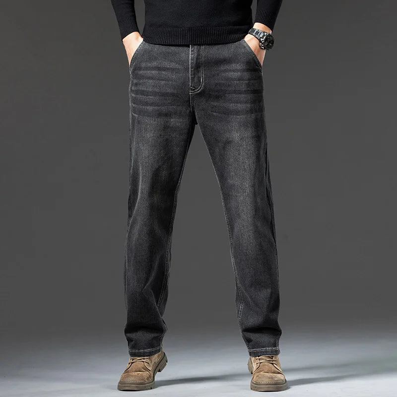 Jean Homme Loose Straight Leg Rétro Lavé Élastique Casual Toutes Saisons Polyvalent Confortable Intemporel Élégant – Jean Loose Premium Straight Leg Rétro | Mode Homme Denim Premium Polyvalent