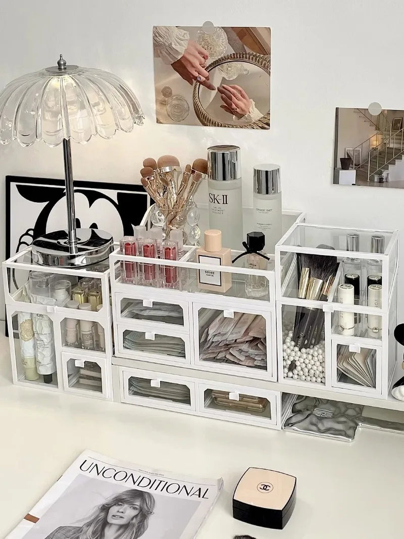 Armoire Rangement Cosmétiques Anti-Poussière Grande Capacité – Organisateur Skincare, Maquillage & Pinceaux | Bureau & Coiffeuse