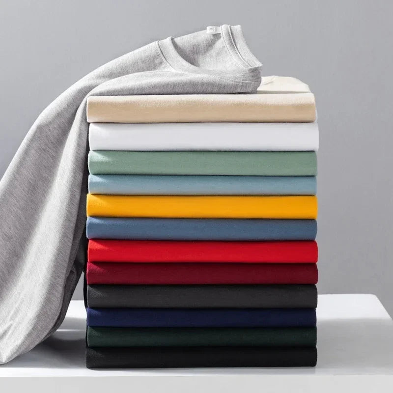 T-Shirt Homme Couleur Unie Col Rond Manches Longues Coton – Respirant Confortable Casual Été Multicolore | Mode Homme Essentiel