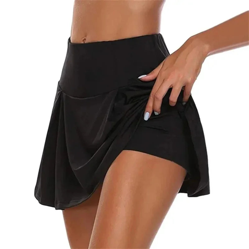 Jupe de Sport Femme 2-en-1 Séchage Rapide – Couleur Unie Tendance | Running, Yoga & Fitness Été | Outdoor Respirant