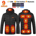 Beheizbare Herrenjacke Winter USB Elektrisch 21 Heizzonen – Selbstbeheizter Mantel Skifahren Schnee Outdoor Steppweste | Herren Premium Tech Mode
