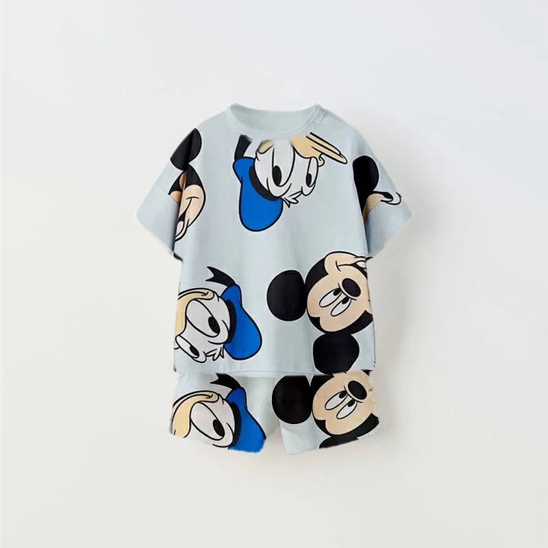 Ensemble 2 Pièces Enfant T-Shirt + Short Imprimé Donald Duck – Tenue Cartoon Unisexe Manches Courtes